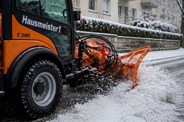 Winterdienst in Leipzig: Schneeräumung mit Räumfahrzeug
